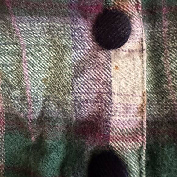 Vintage 90s Dress 16 Purple Green Plaid Flannel Contrast Collar Maxi S. Roberts - Picture 8 of 15